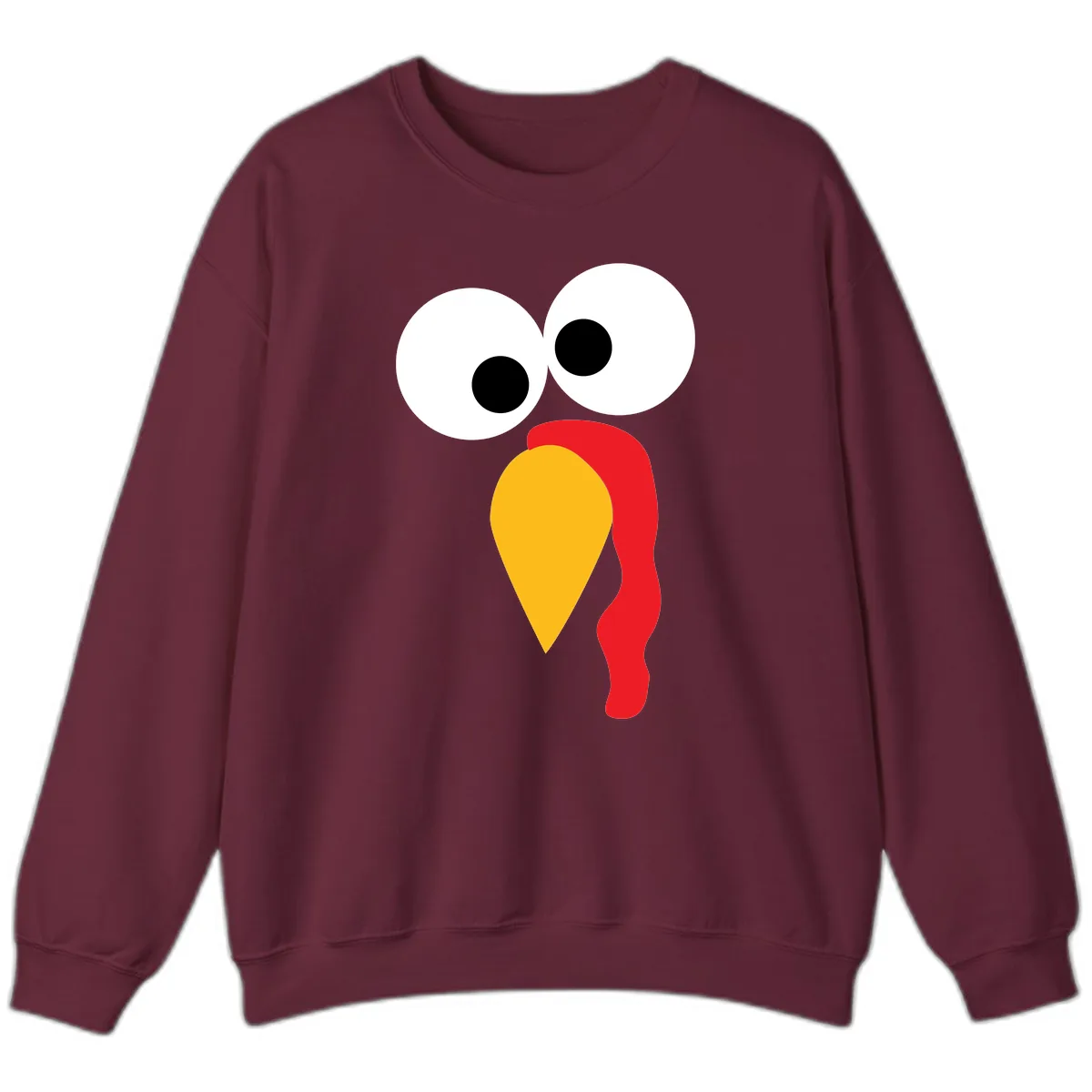 Googly Eyed Turkey Face Sweatshirt in Maroon