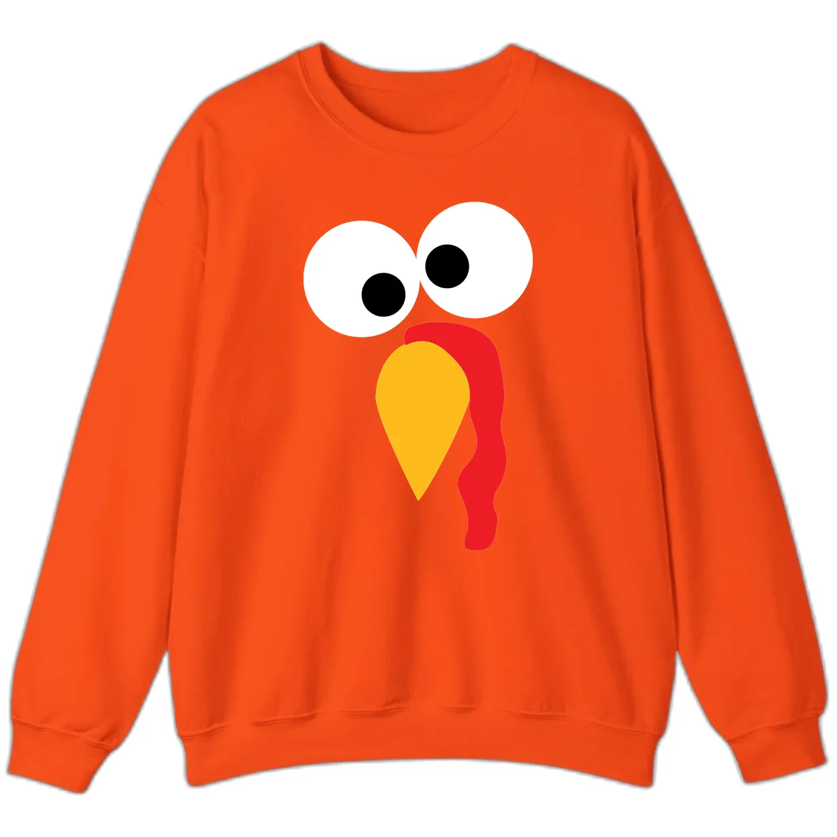 Googly Eyed Turkey Face Sweatshirt in Orange