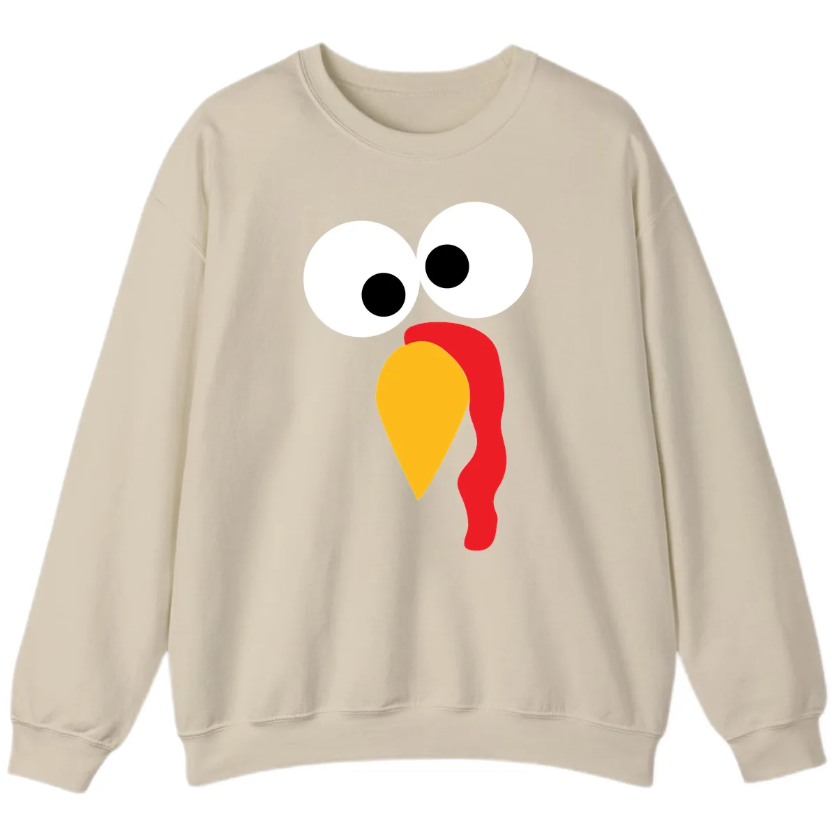 Googly Eyed Turkey Face Sweatshirt in Sand