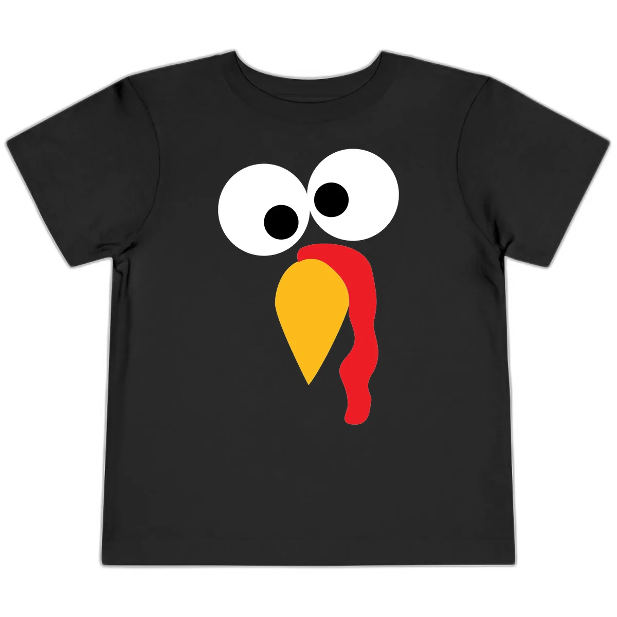 Googly Eyed Turkey Face Toddler T-Shirt in Black