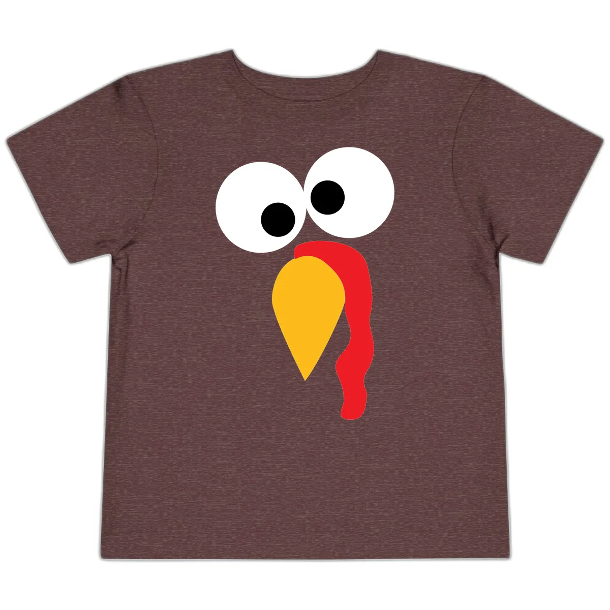 Googly Eyed Turkey Face Toddler T-Shirt in Heather Maroon