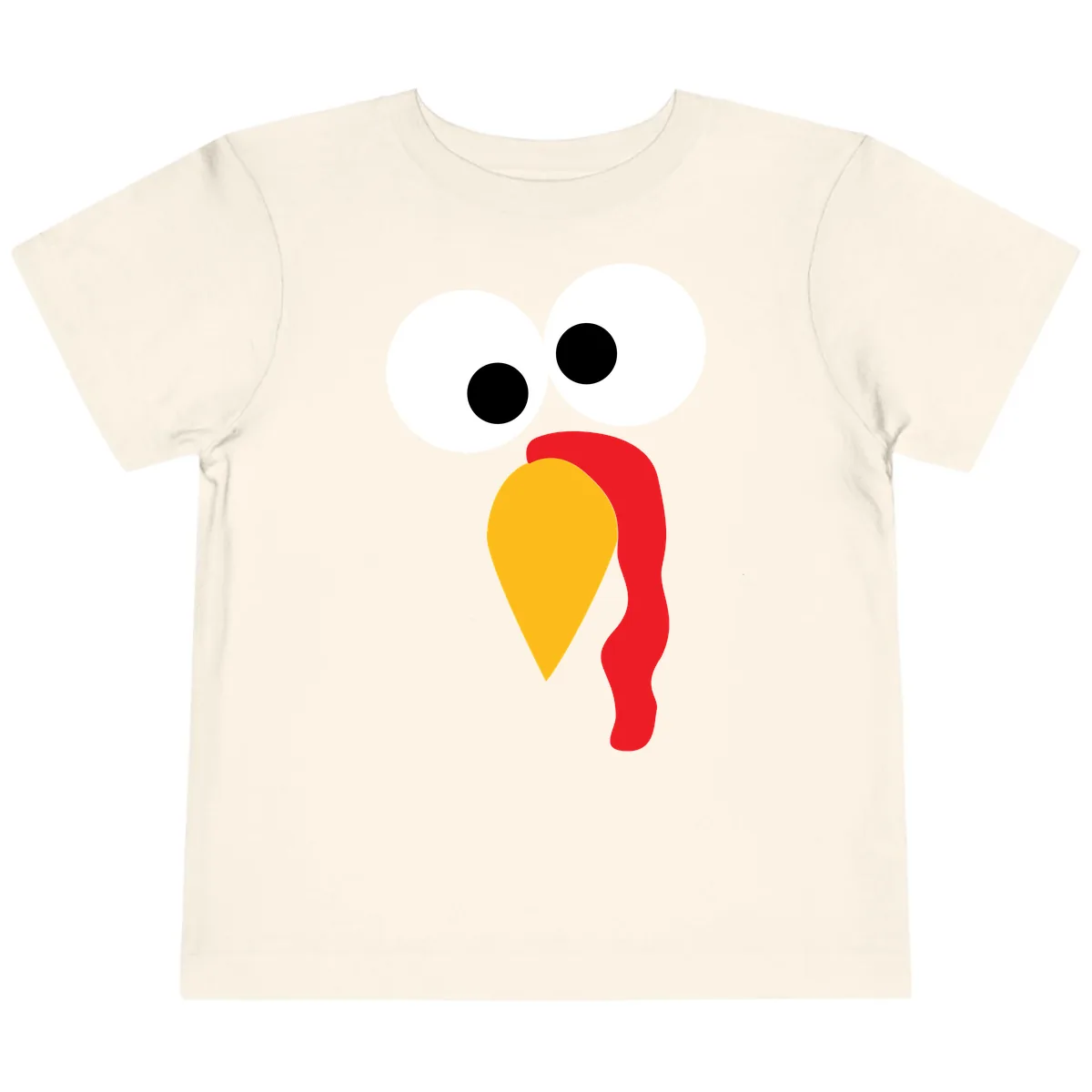 Googly Eyed Turkey Face Toddler T-Shirt in Natural