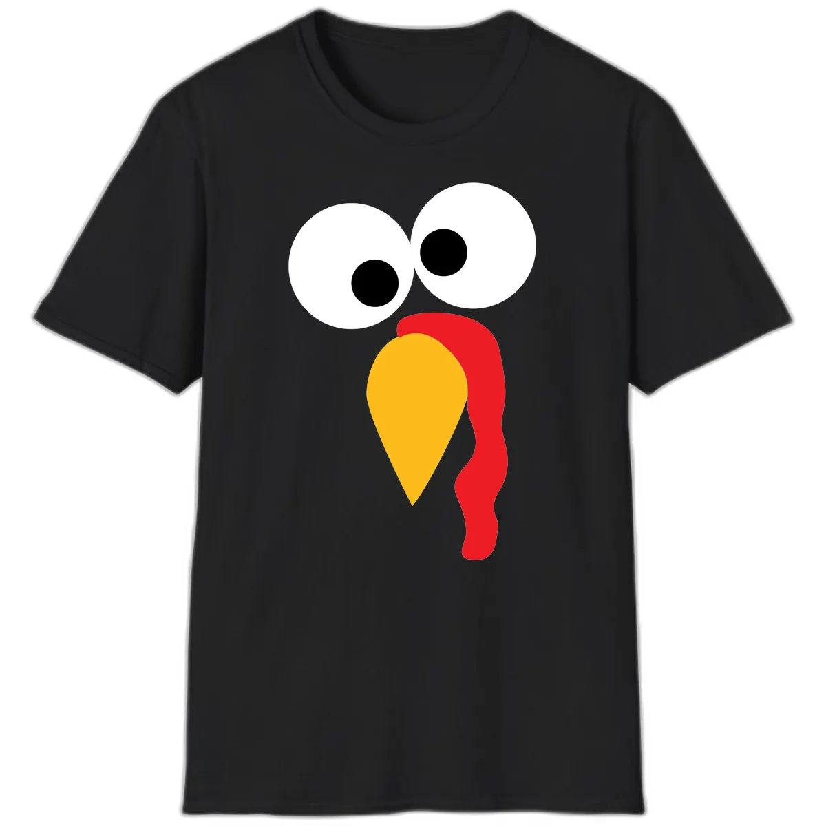 Googly Eyed Turkey Face T-Shirt in Black