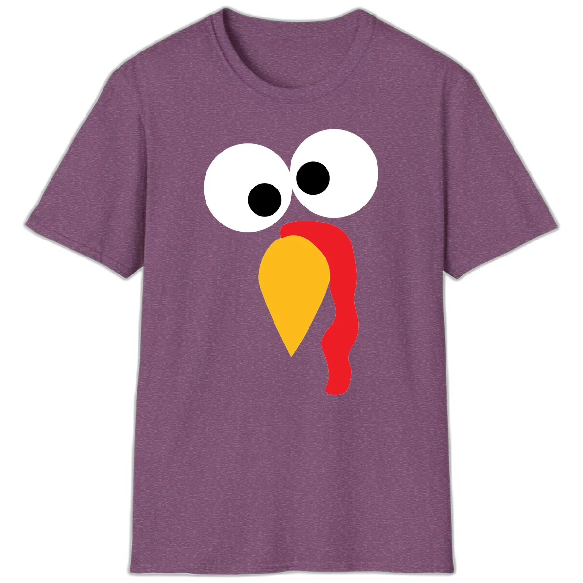 Googly Eyed Turkey Face T-Shirt in Heather Maroon