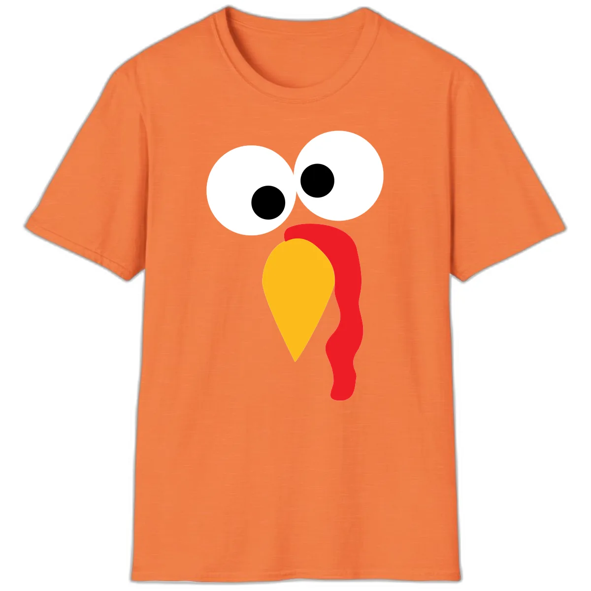 Googly Eyed Turkey Face T-Shirt in Heather Orange