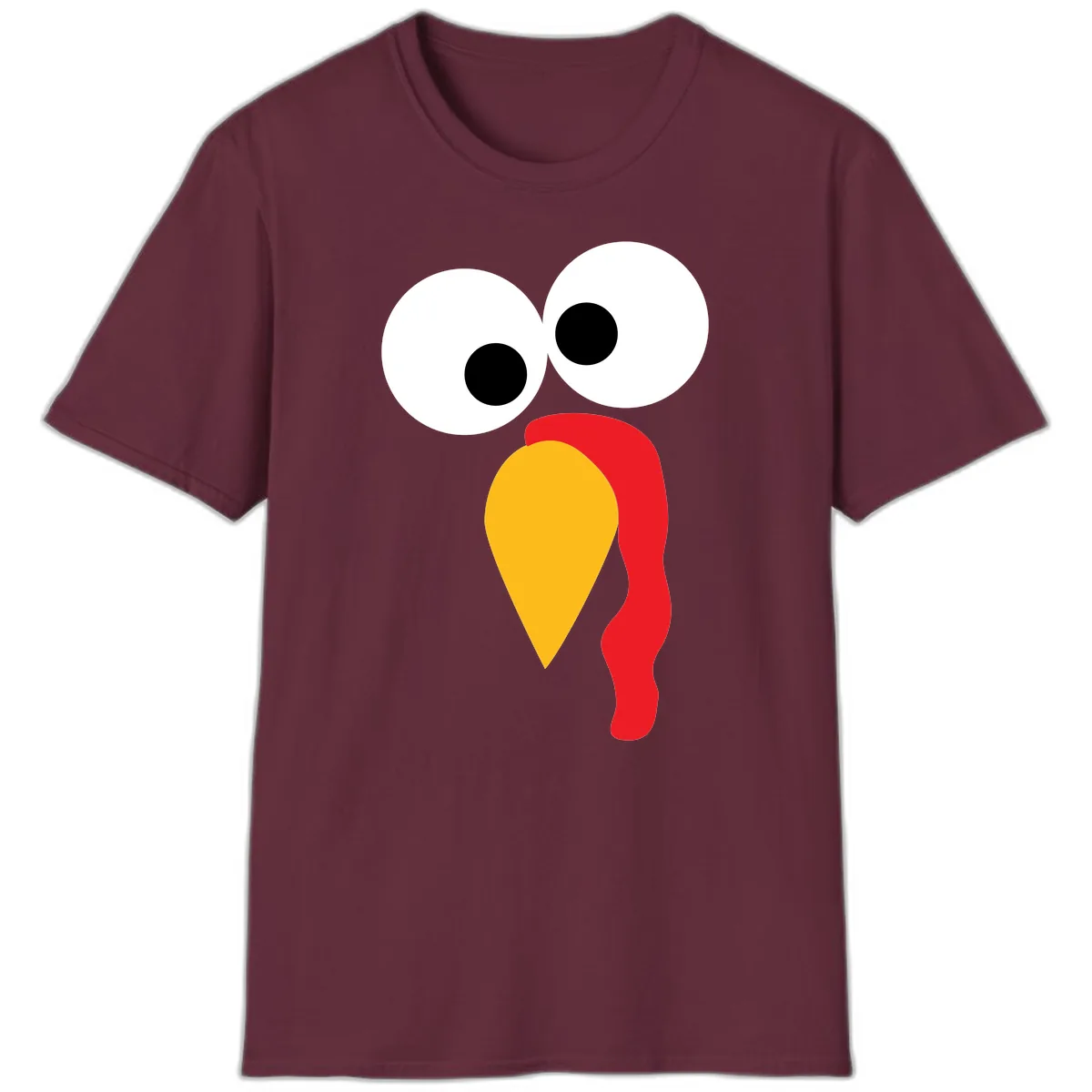 Googly Eyed Turkey Face T-Shirt in Maroon