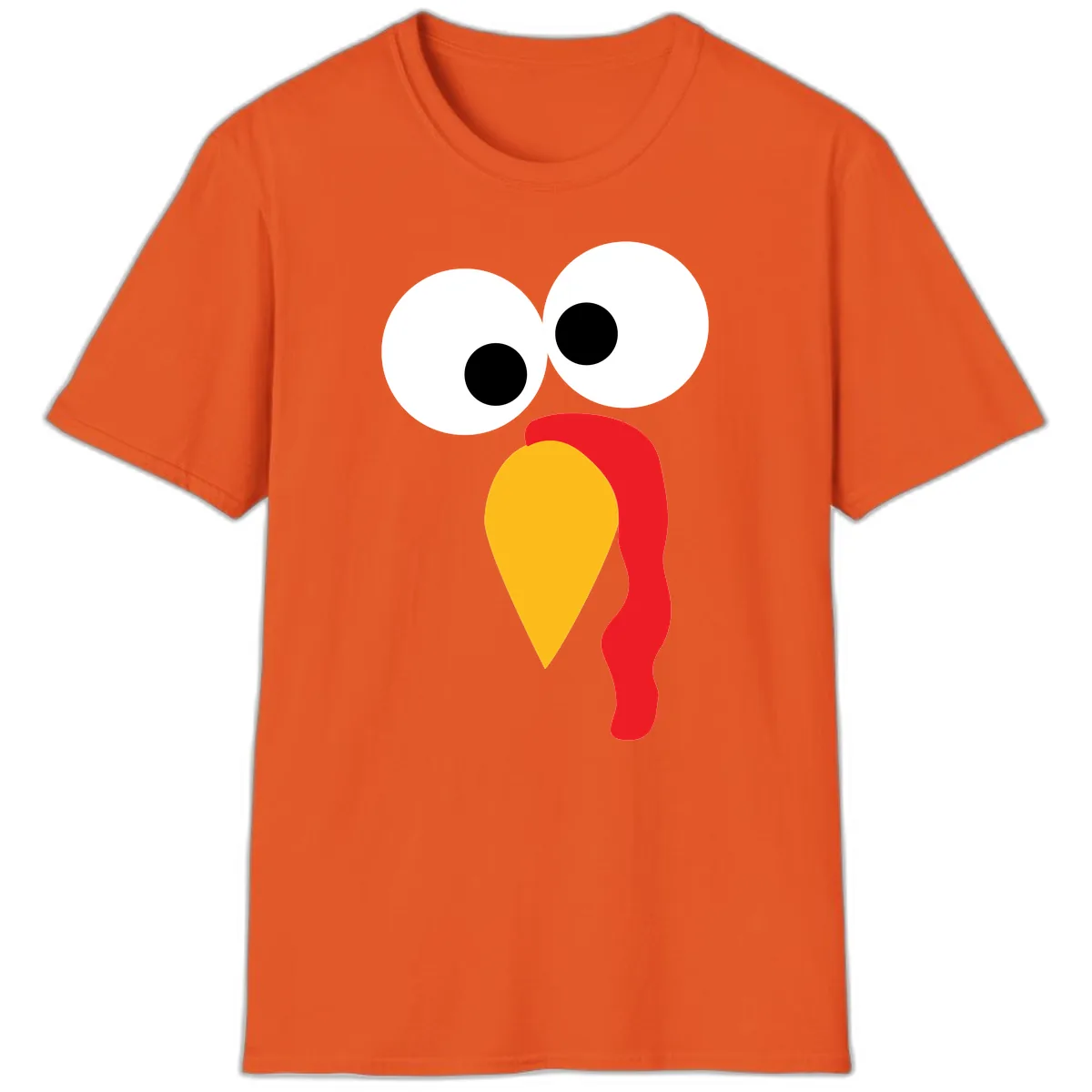 Googly Eyed Turkey Face T-Shirt in Orange