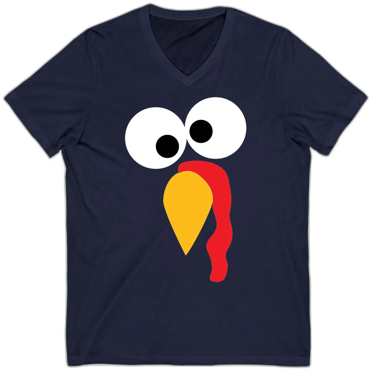 Googly Eyed Turkey Face V-Neck in Navy