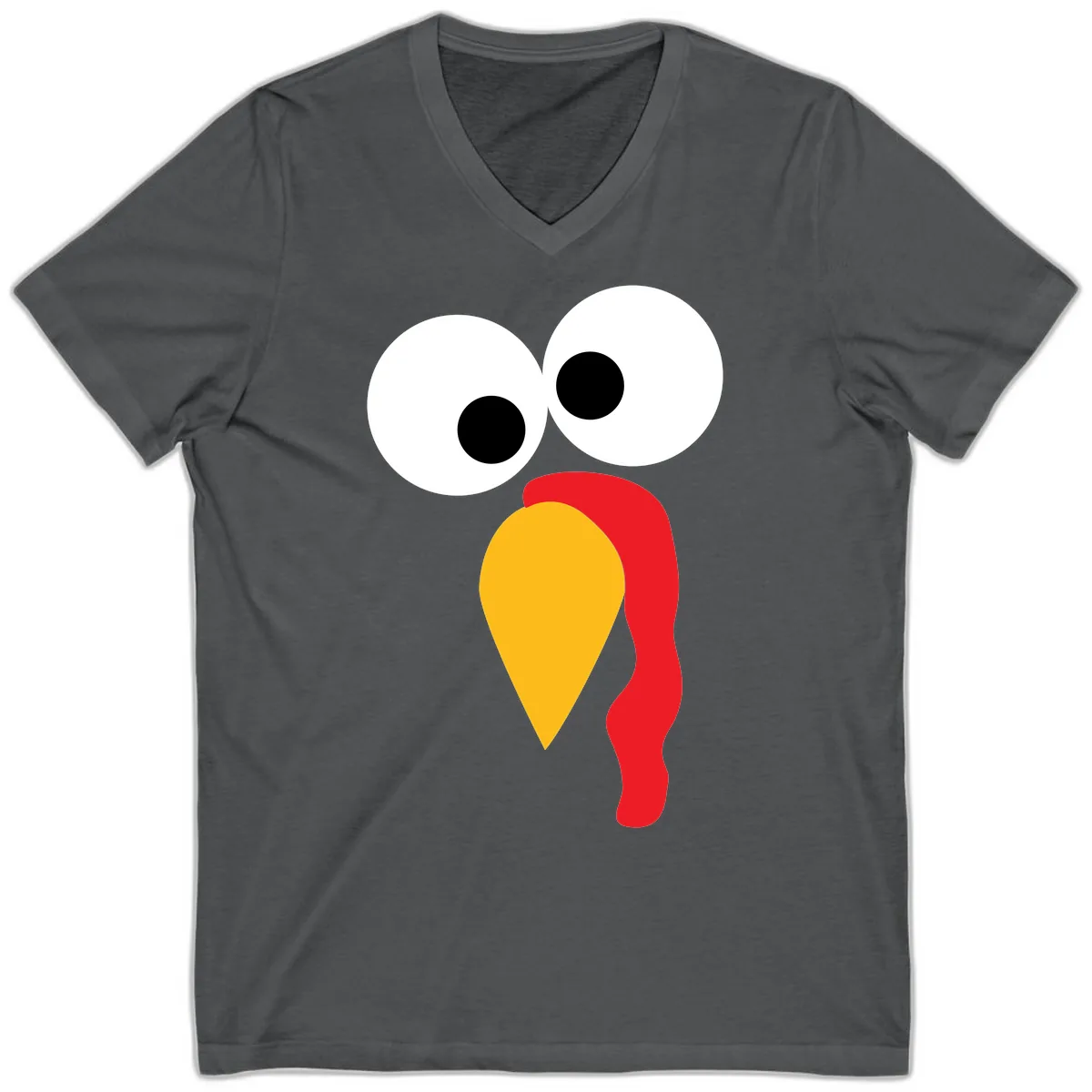 Googly Eyed Turkey Face V-Neck in Asphalt