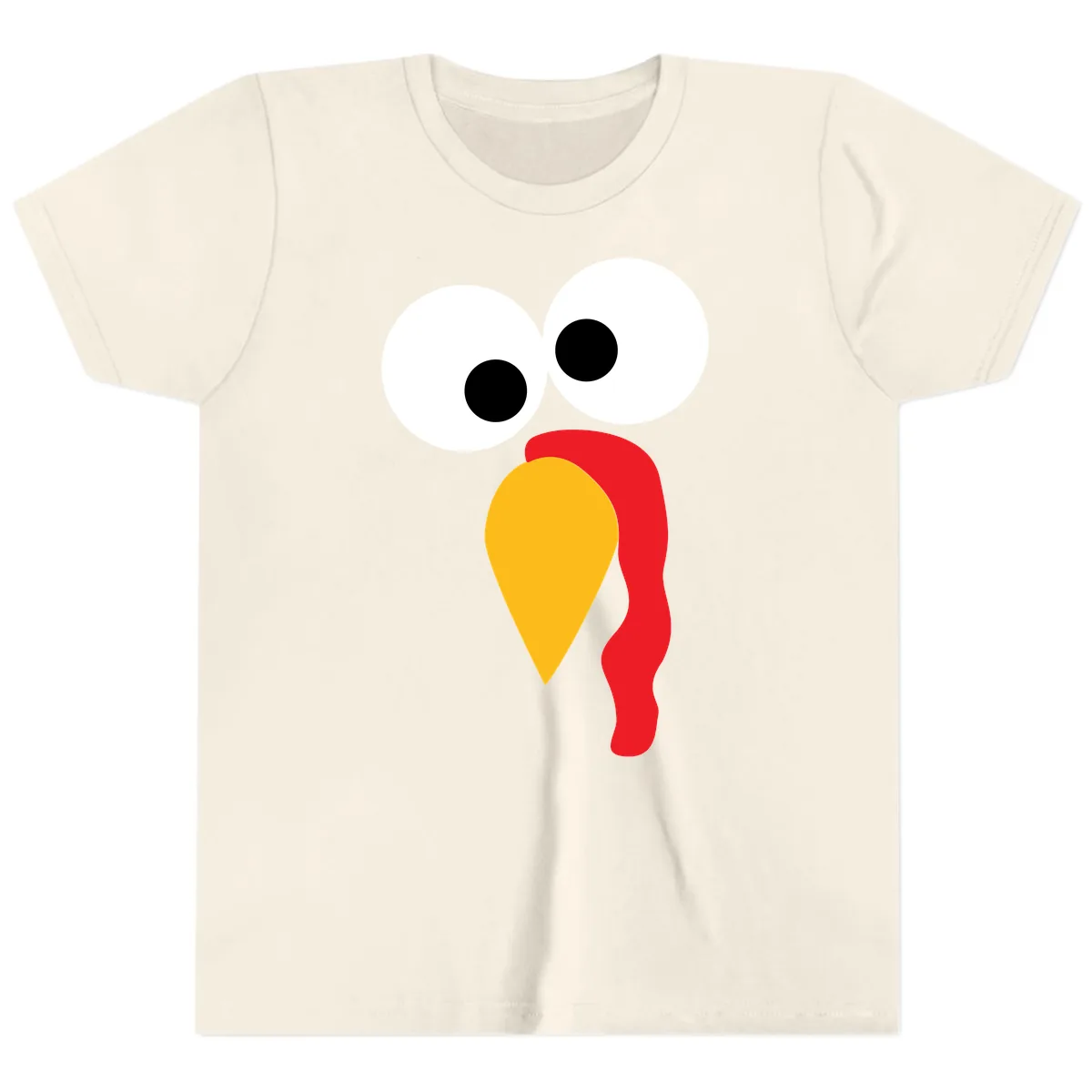 Googly Eyed Turkey Face Youth T-Shirt in Natural