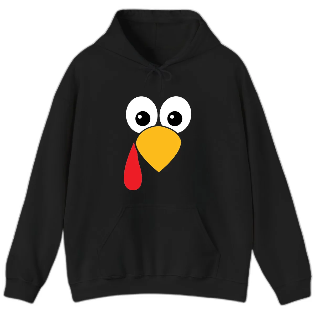 Funny Turkey Face Thanksgiving Design Hoodie in Black