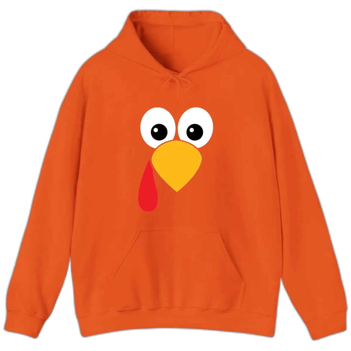 Funny Turkey Face Thanksgiving Design Hoodie in Orange