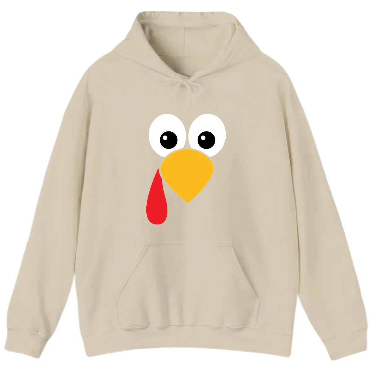 Funny Turkey Face Thanksgiving Design Hoodie in Sand
