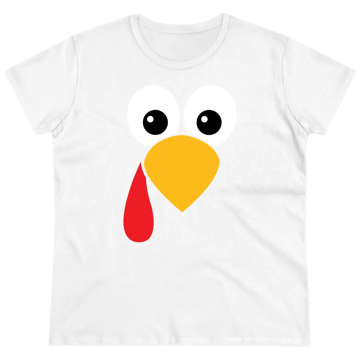 Funny Turkey Face Thanksgiving Design Ladies Tee in White