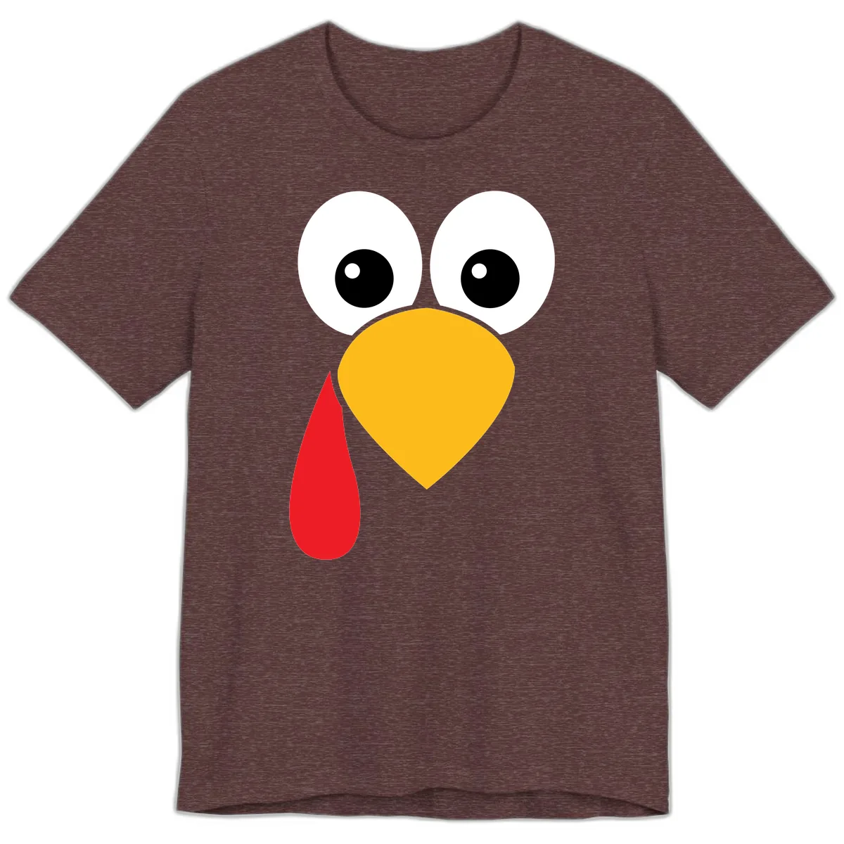 Funny Turkey Face Thanksgiving Design Premium T-Shirt in Heather Maroon