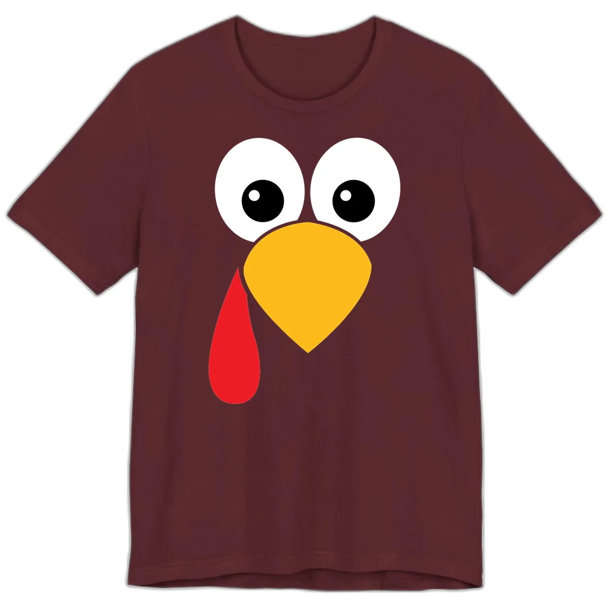 Funny Turkey Face Thanksgiving Design Premium T-Shirt in Maroon