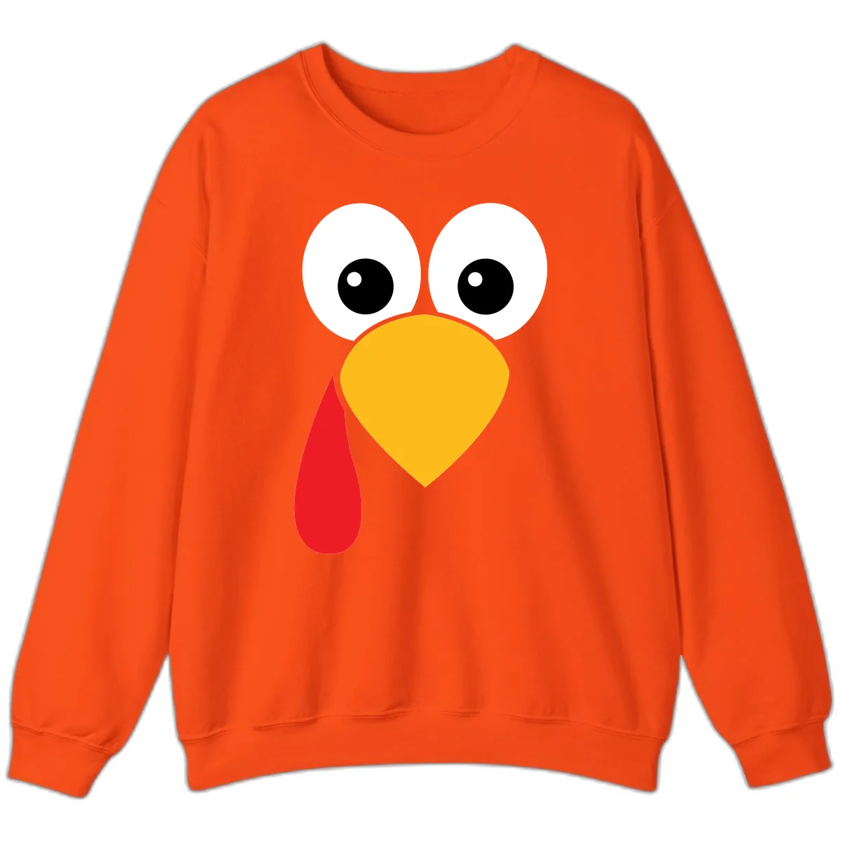 Funny Turkey Face Thanksgiving Design Sweatshirt in Orange
