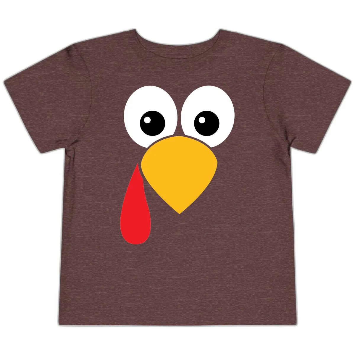 Funny Turkey Face Thanksgiving Design Toddler T-Shirt in Heather Maroon