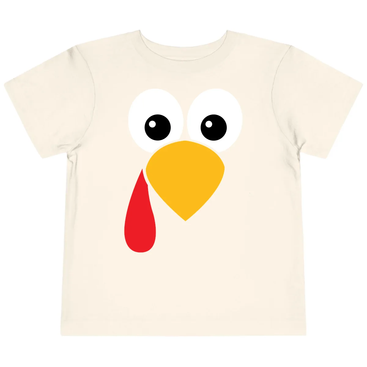 Funny Turkey Face Thanksgiving Design Toddler T-Shirt in Natural