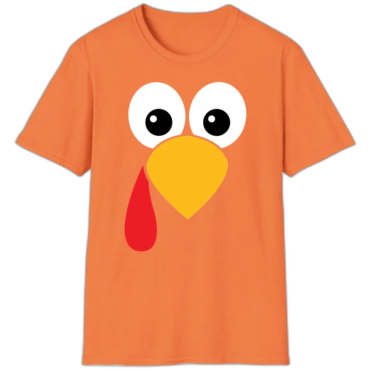 Funny Turkey Face Thanksgiving Design T-Shirt in Heather Orange