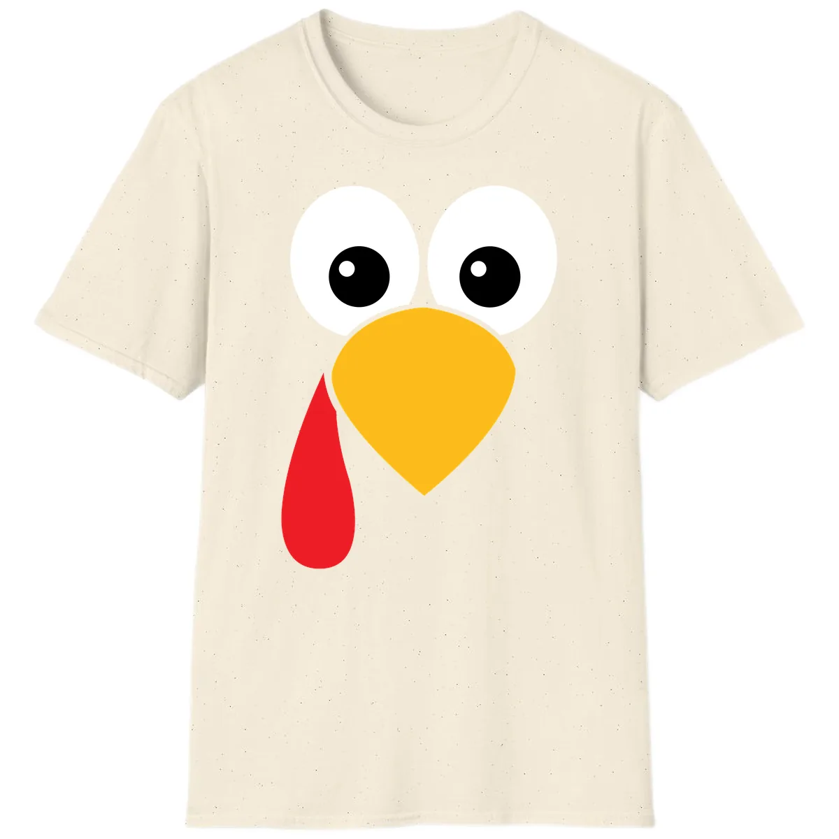 Funny Turkey Face Thanksgiving Design T-Shirt in Natural