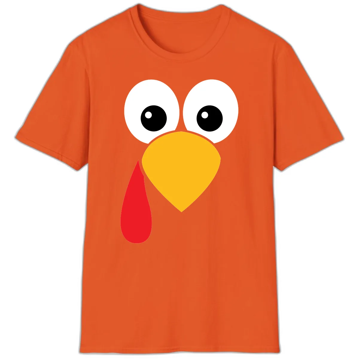 Funny Turkey Face Thanksgiving Design T-Shirt in Orange