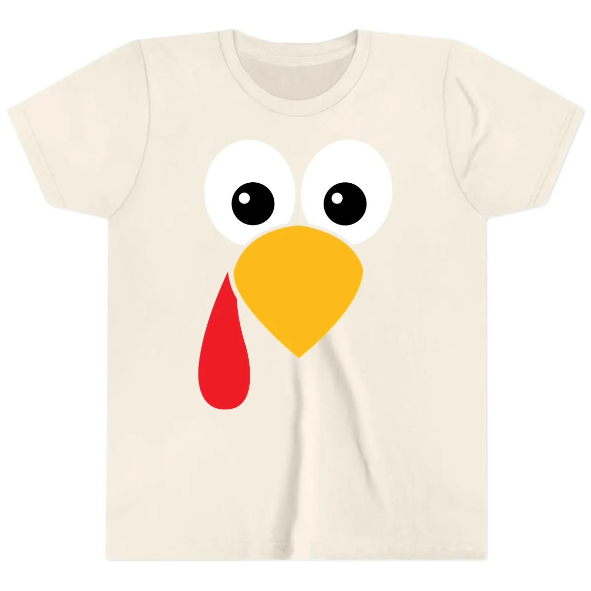 Funny Turkey Face Thanksgiving Design Youth T-Shirt in Natural