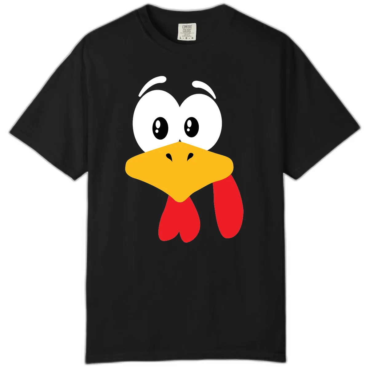 Funny Cartoon Turkey Face Design Comfort Color in Black