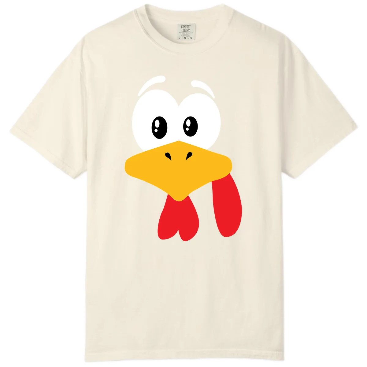 Funny Cartoon Turkey Face Design Comfort Color in Ivory
