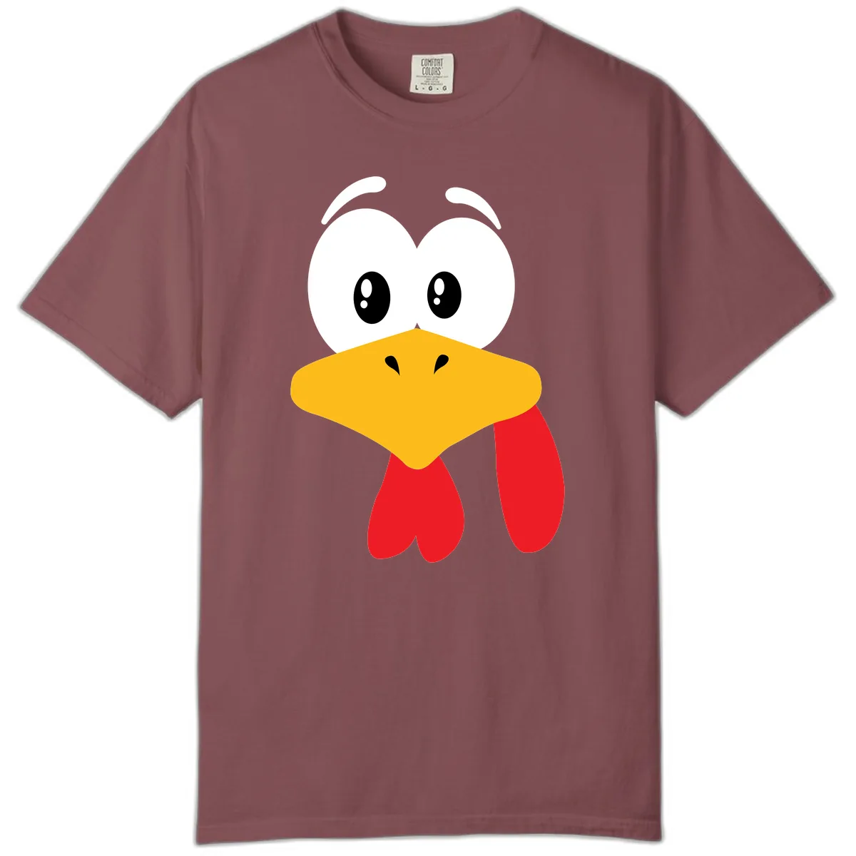 Funny Cartoon Turkey Face Design Comfort Color in Brick