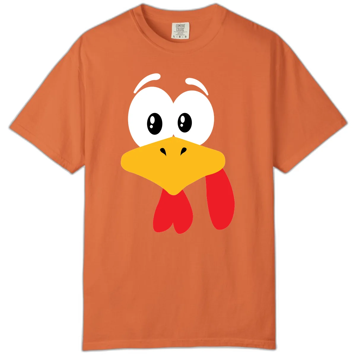 Funny Cartoon Turkey Face Design Comfort Color in Burnt Orange