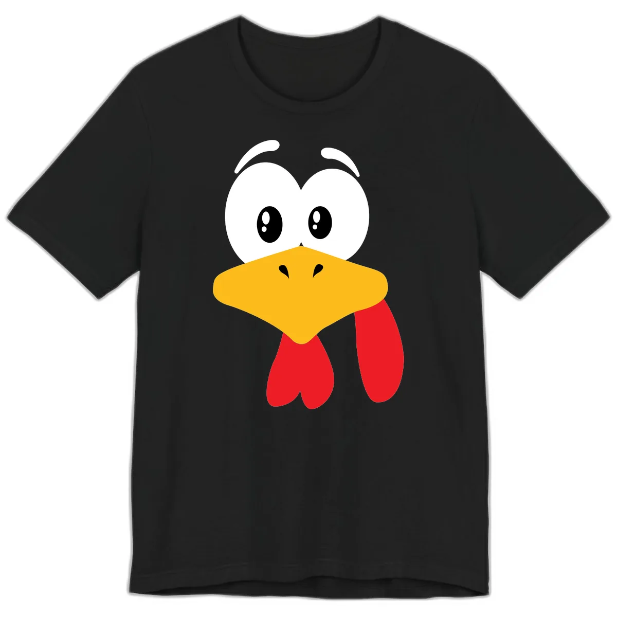 Funny Cartoon Turkey Face Design Premium T-Shirt in Black