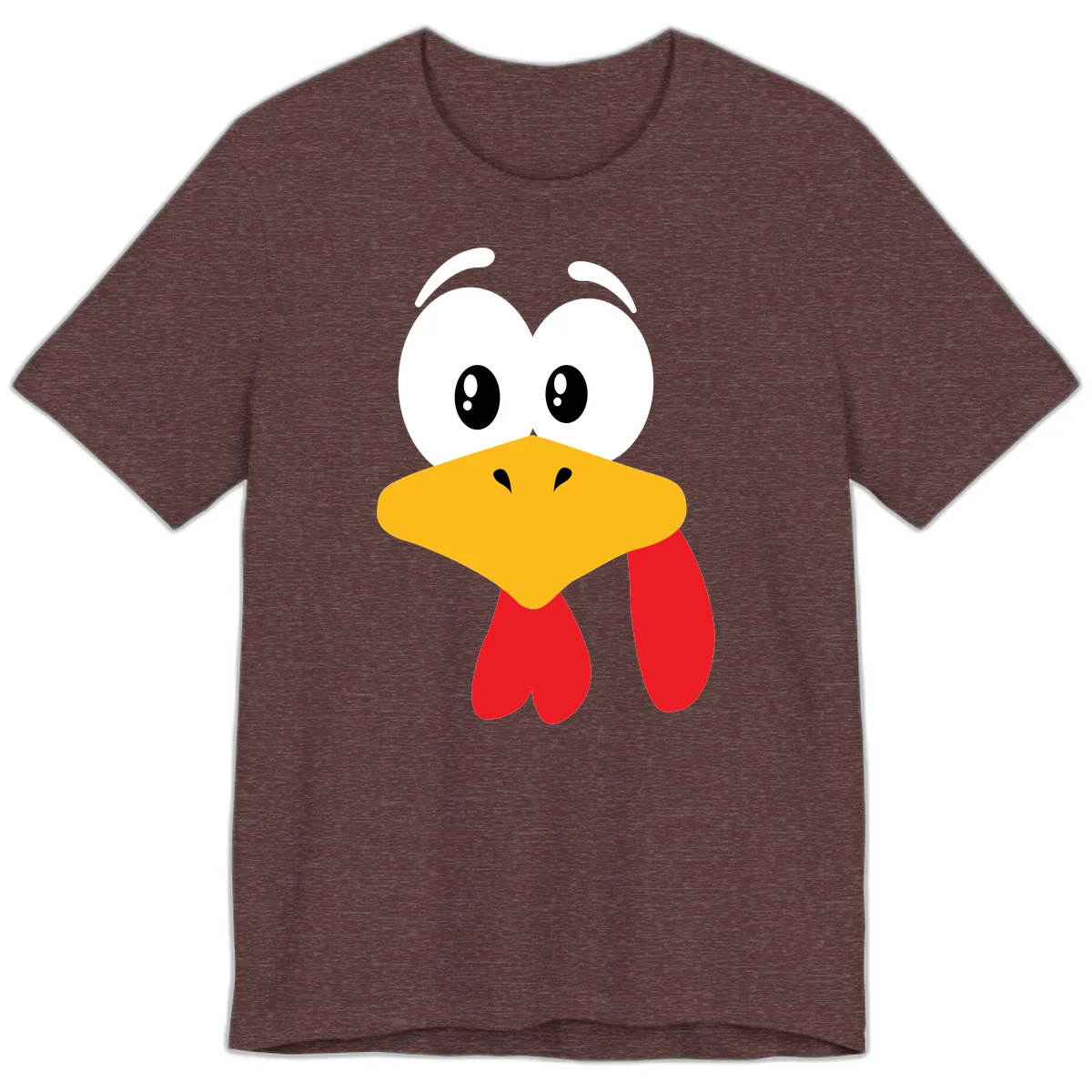 Funny Cartoon Turkey Face Design Premium T-Shirt in Heather Maroon