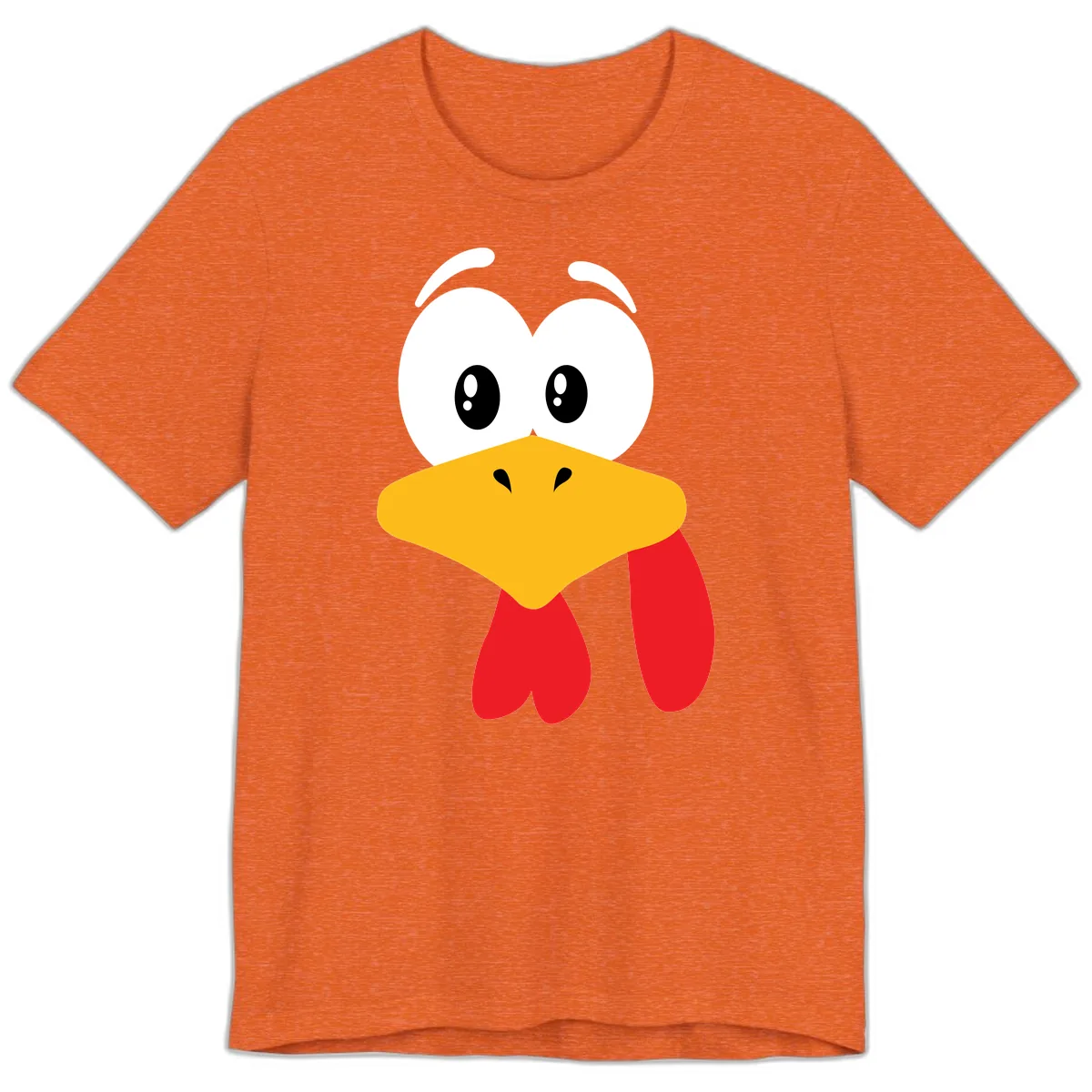 Funny Cartoon Turkey Face Design Premium T-Shirt in Heather Orange