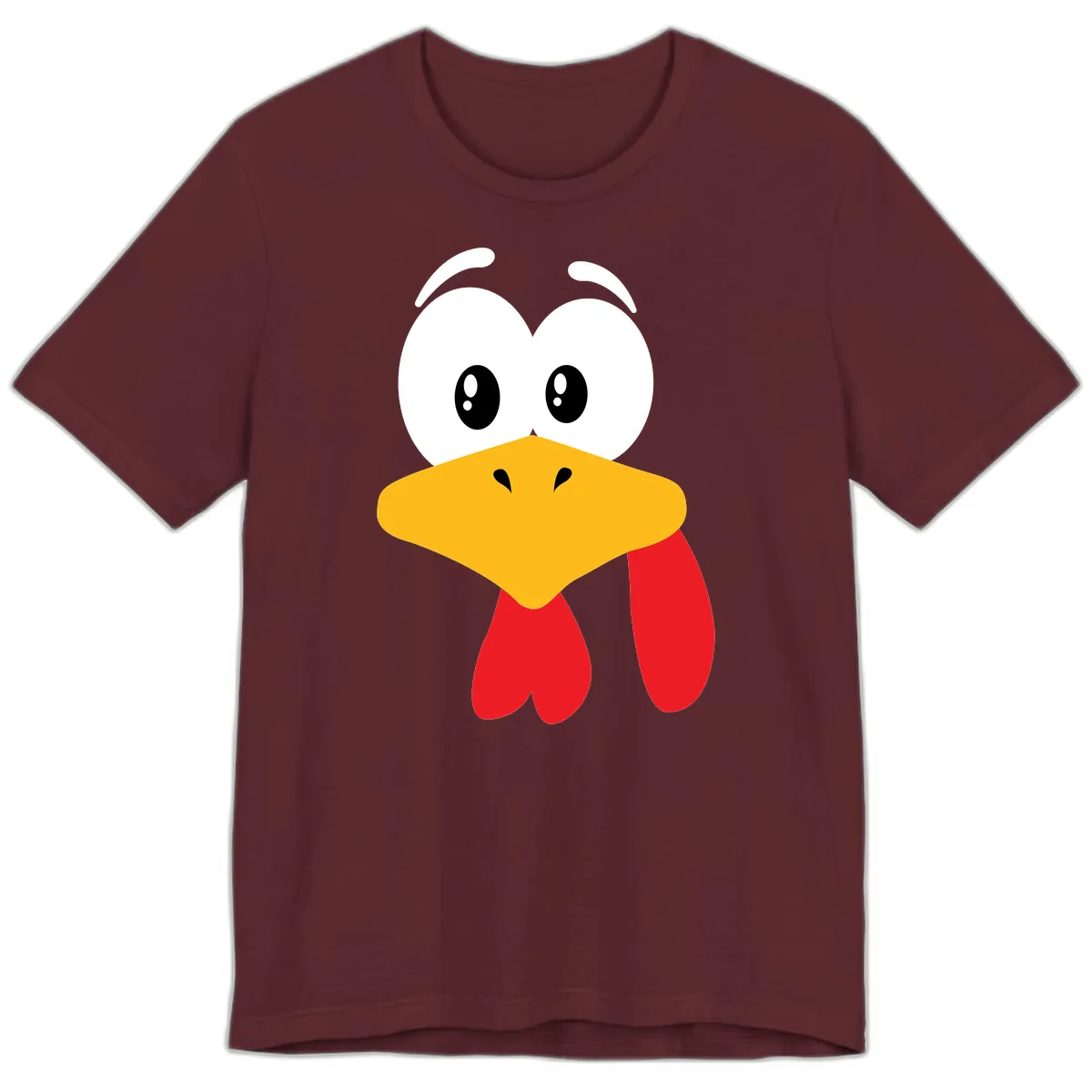 Funny Cartoon Turkey Face Design Premium T-Shirt in Maroon