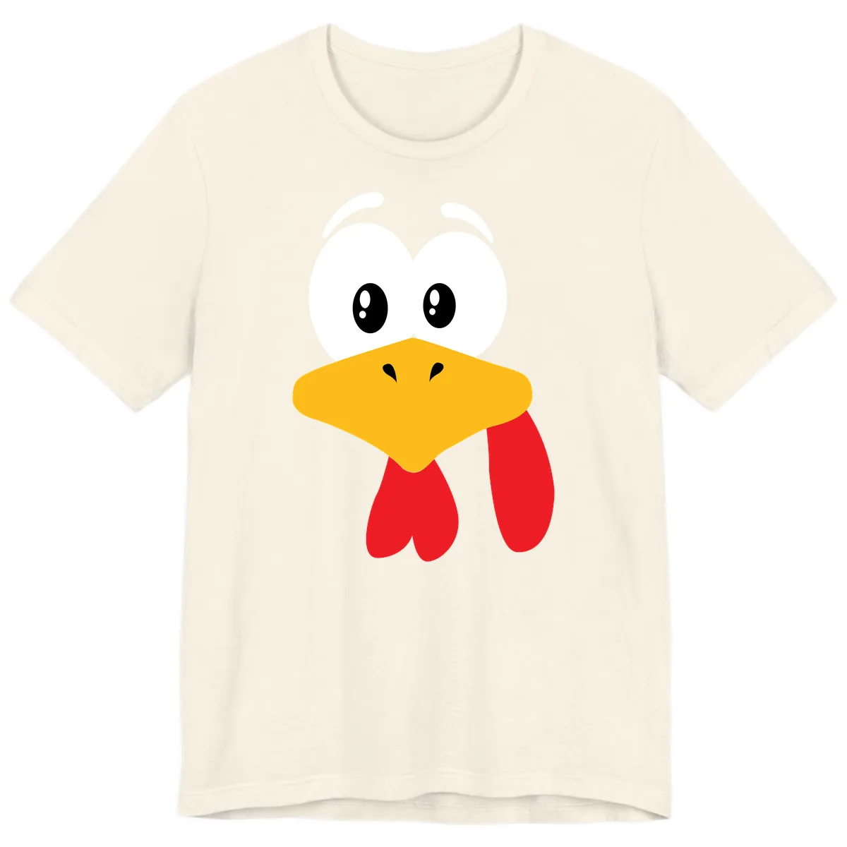 Funny Cartoon Turkey Face Design Premium T-Shirt in Natural
