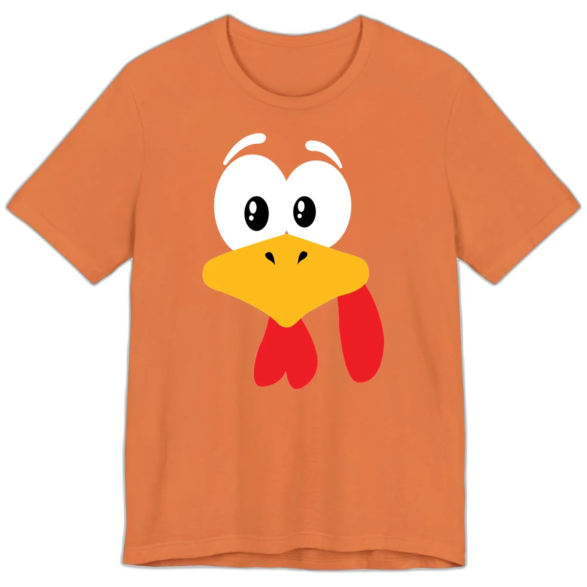 Funny Cartoon Turkey Face Design Premium T-Shirt in Burnt Orange
