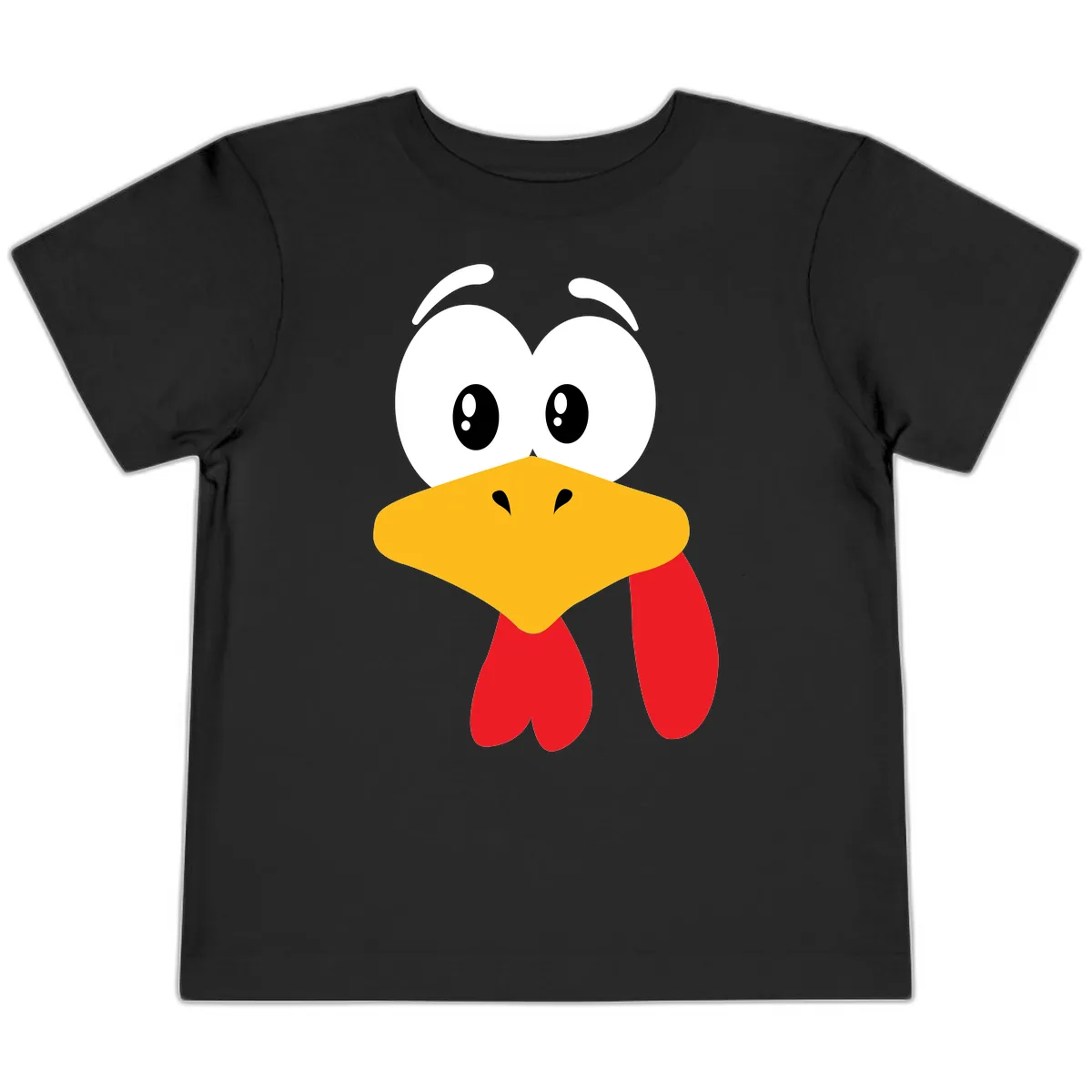 Funny Cartoon Turkey Face Design Toddler T-Shirt in Black
