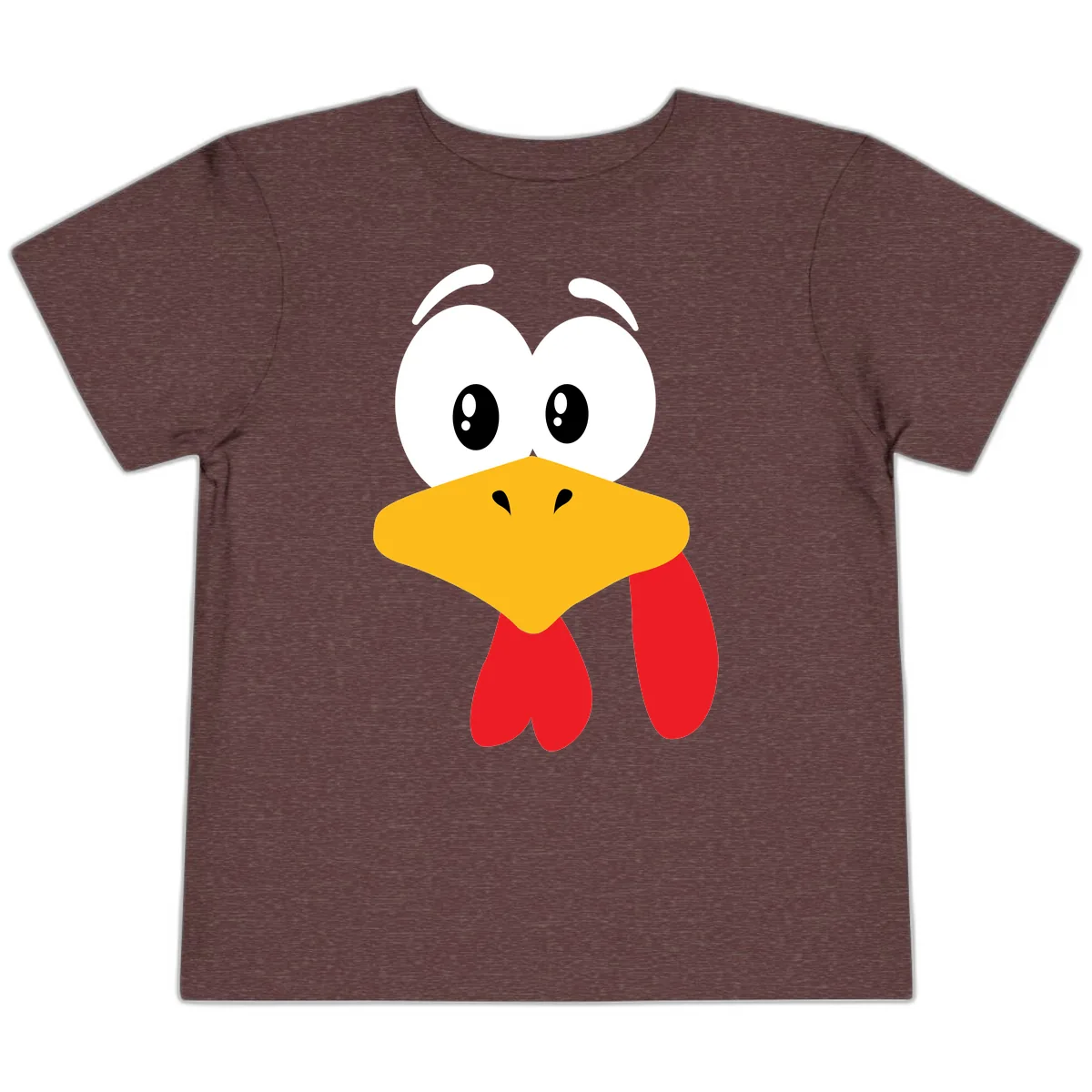 Funny Cartoon Turkey Face Design Toddler T-Shirt in Heather Maroon