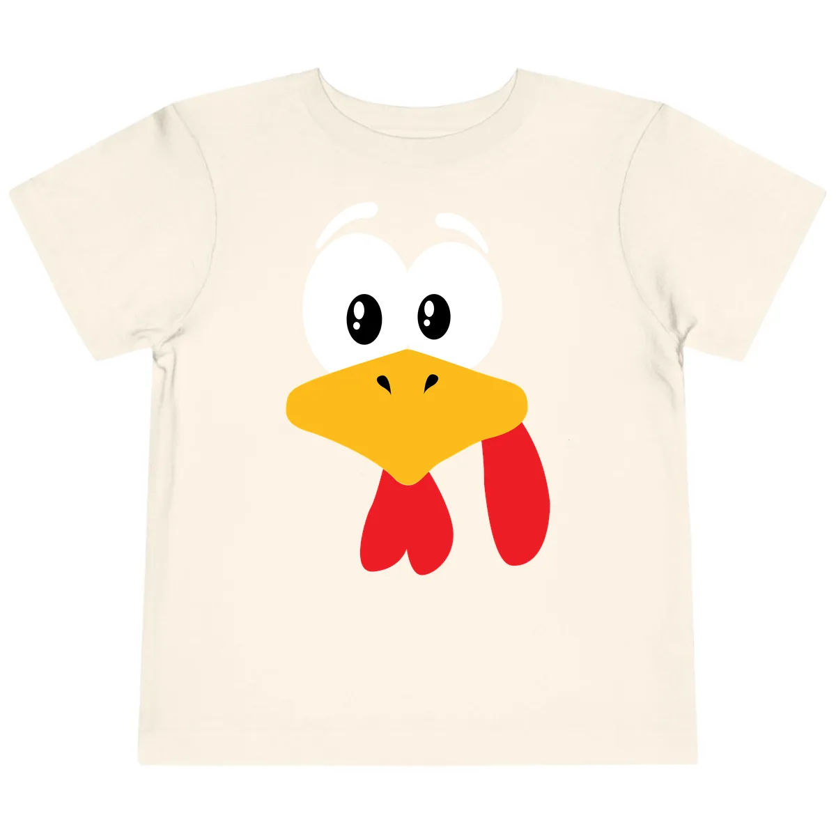 Funny Cartoon Turkey Face Design Toddler T-Shirt in Natural