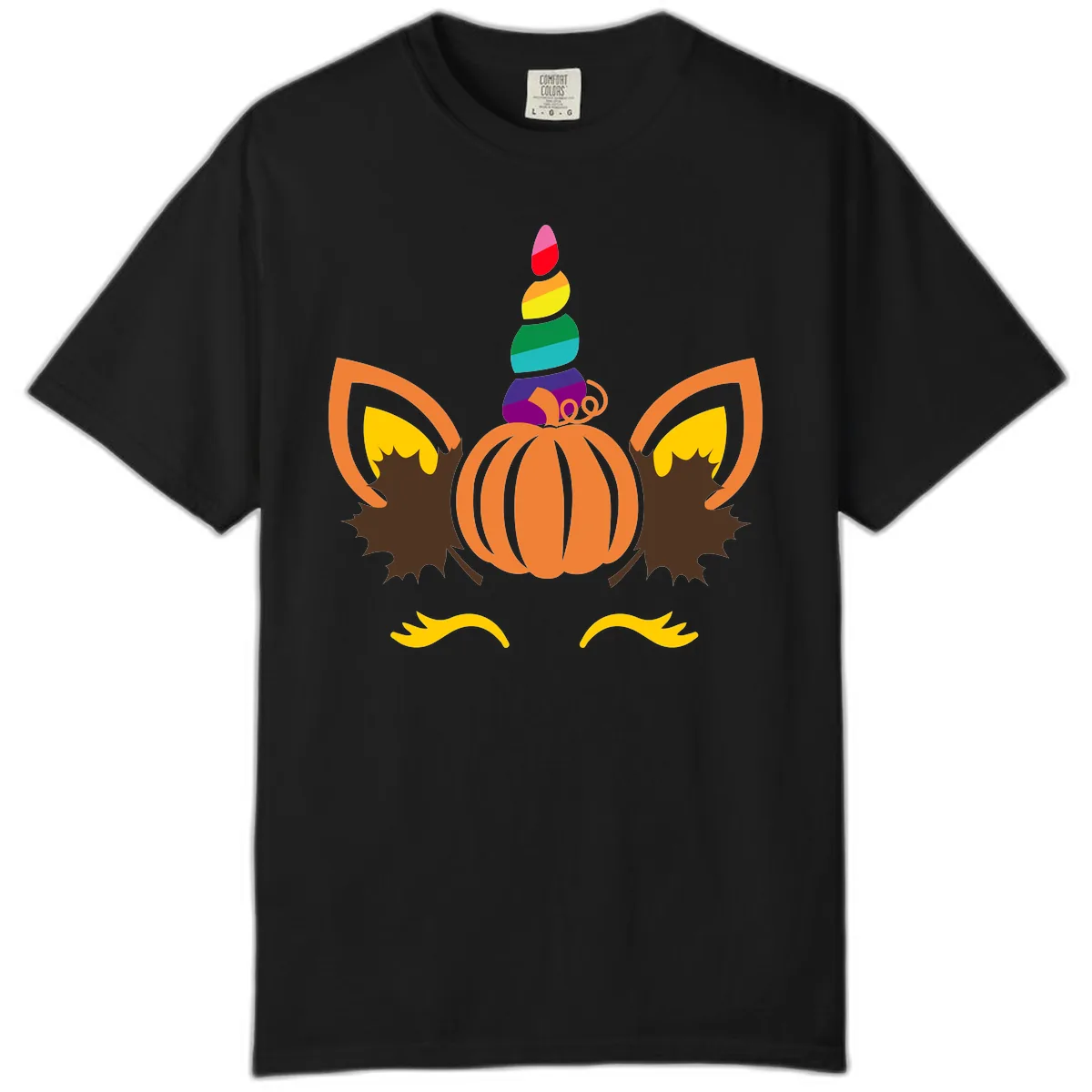 Unicorn Pumpkin Fall Halloween Design Comfort Color in Black