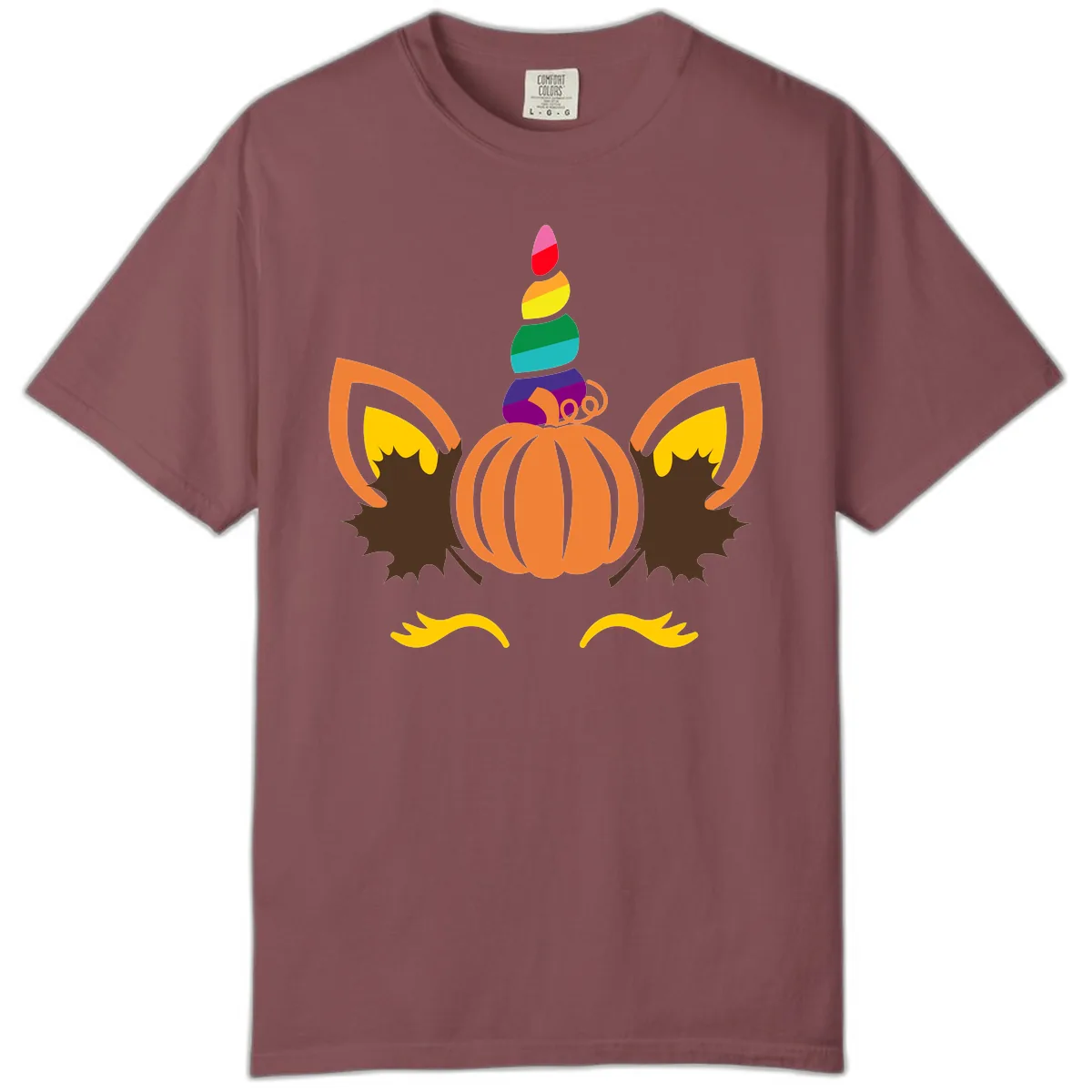 Unicorn Pumpkin Fall Halloween Design Comfort Color in Brick