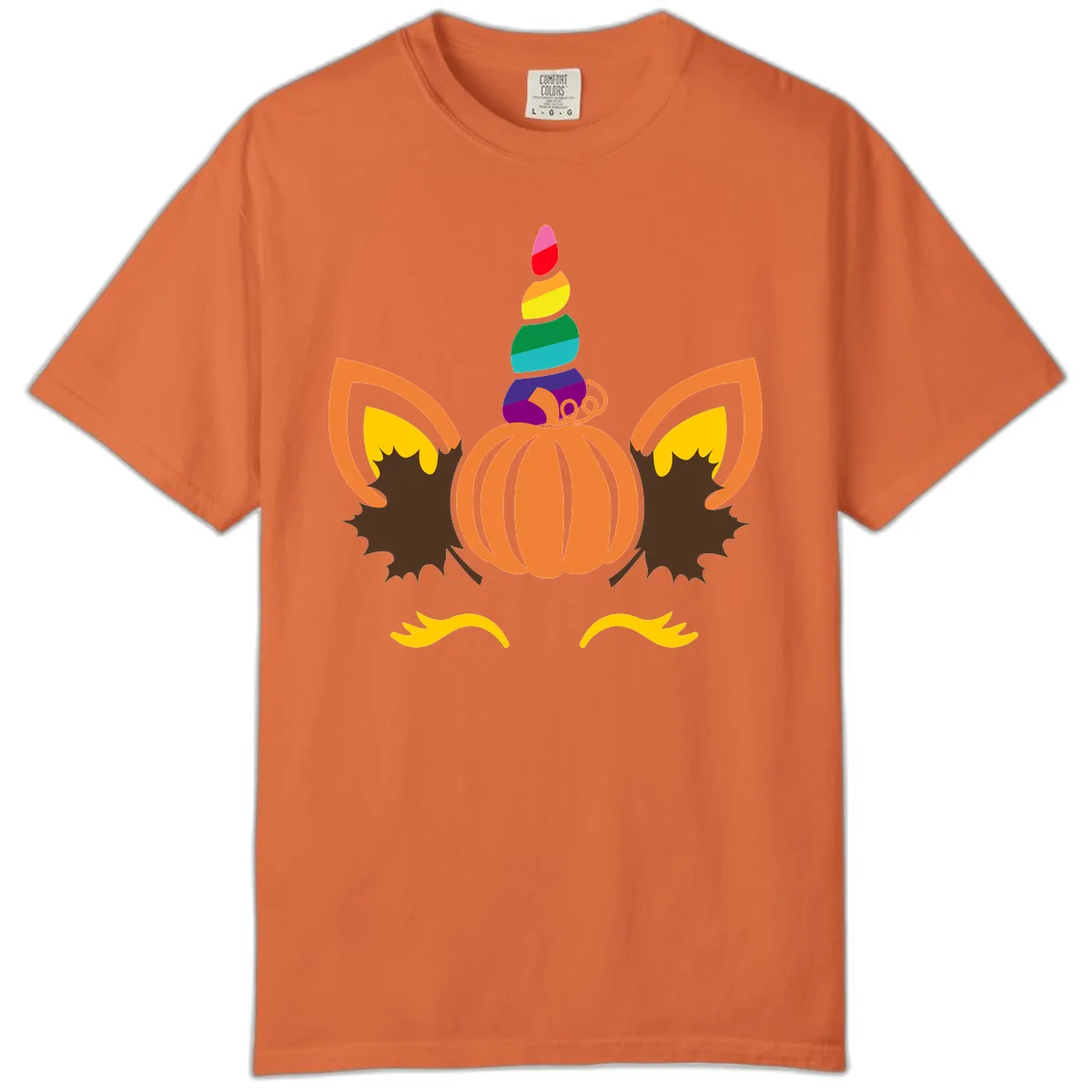 Unicorn Pumpkin Fall Halloween Design Comfort Color in Burnt Orange