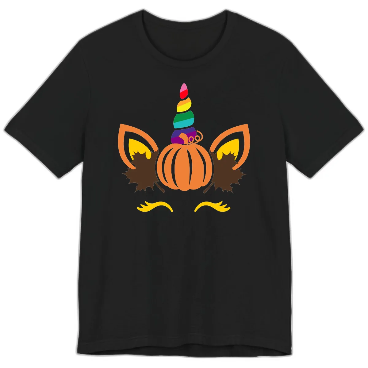 Unicorn Pumpkin Fall Halloween Design Premium T-Shirt in Black