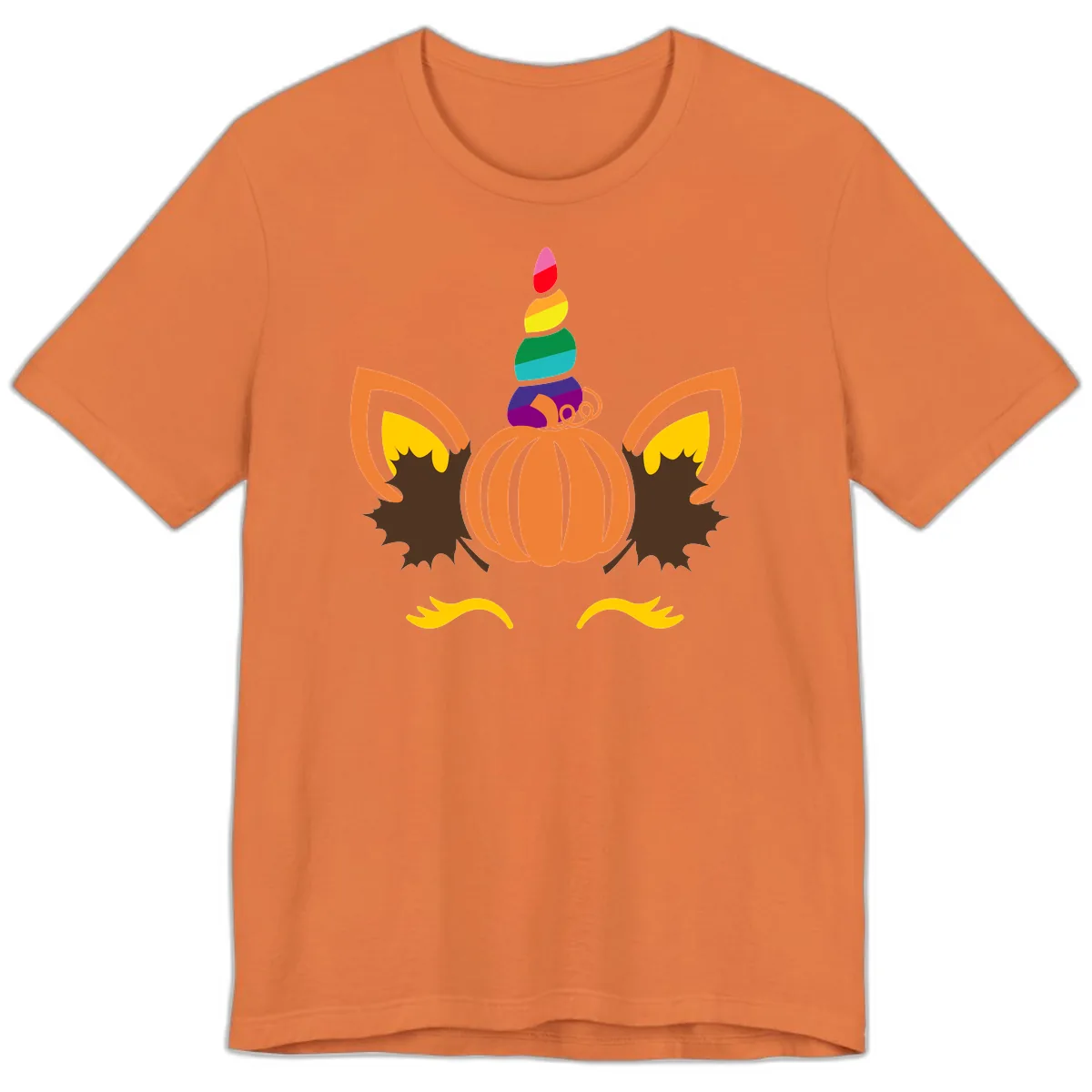 Unicorn Pumpkin Fall Halloween Design Premium T-Shirt in Burnt Orange