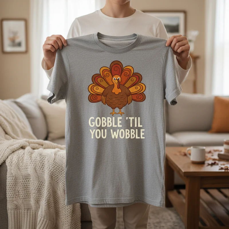 'Gobble Til You Wobble' Shirt: A Classic Thanksgiving Phrase Done Right - Thanksgiving Shirts