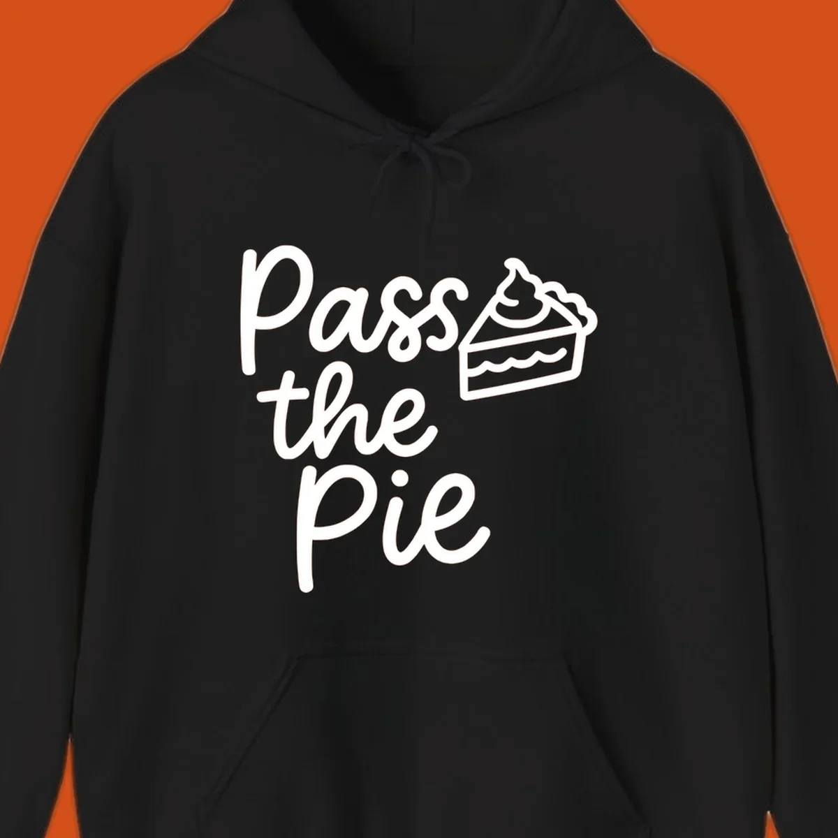 Pass the Pie text with a slice of pie illustration, typography design.