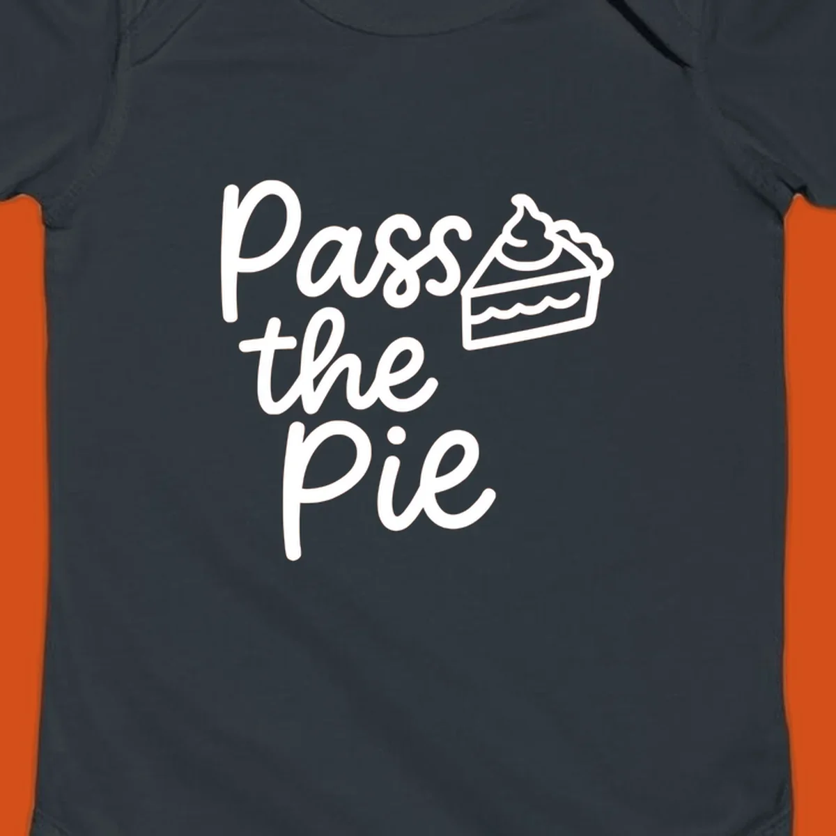 Pass the Pie text with a slice of pie illustration, typography design.