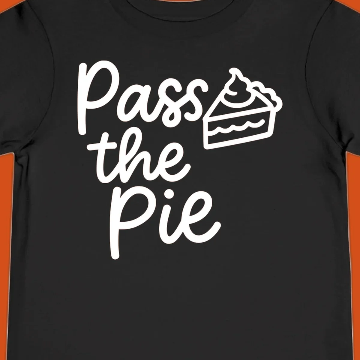 Pass the Pie text with a slice of pie illustration, typography design.