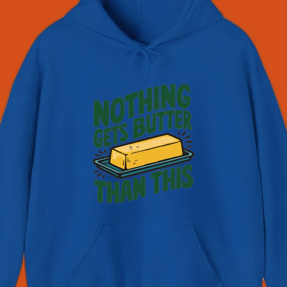 Nothing Butter Than This pun graphic with butter stick illustration. Green text on black.